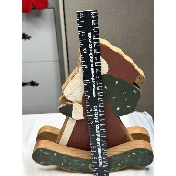 Handmade Handpainted Wooden Double Sided Rocking Santa 10.25" Tall  Holiday Gift - Picture 6 of 7